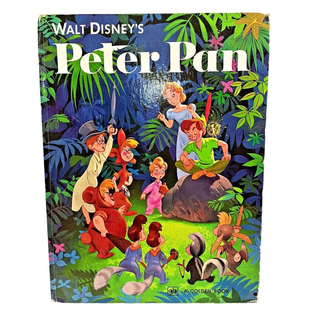 Vintage 1980 Walt Disney Peter Pan Large Format Hardcover Book Golden Press 80s